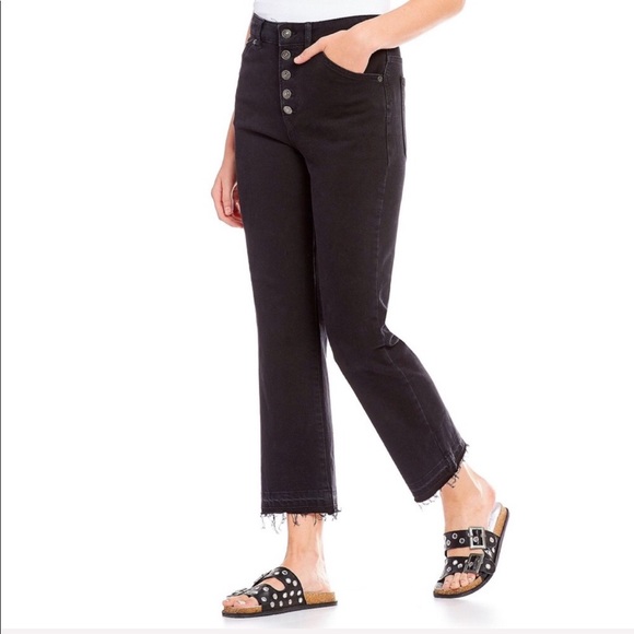 Free People High Rise Button Fly Flare Mom Jeans - Picture 2 of 8